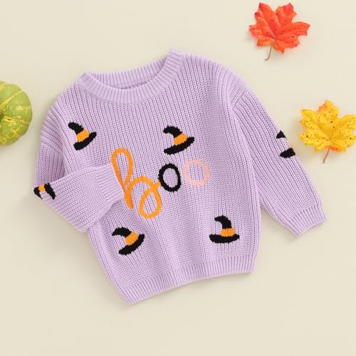 Baby Halloween Outfit Newborn Boy Girl Cute Pumpkin Embroidered Oversized Sweater Infant Fall Winter Clothes3