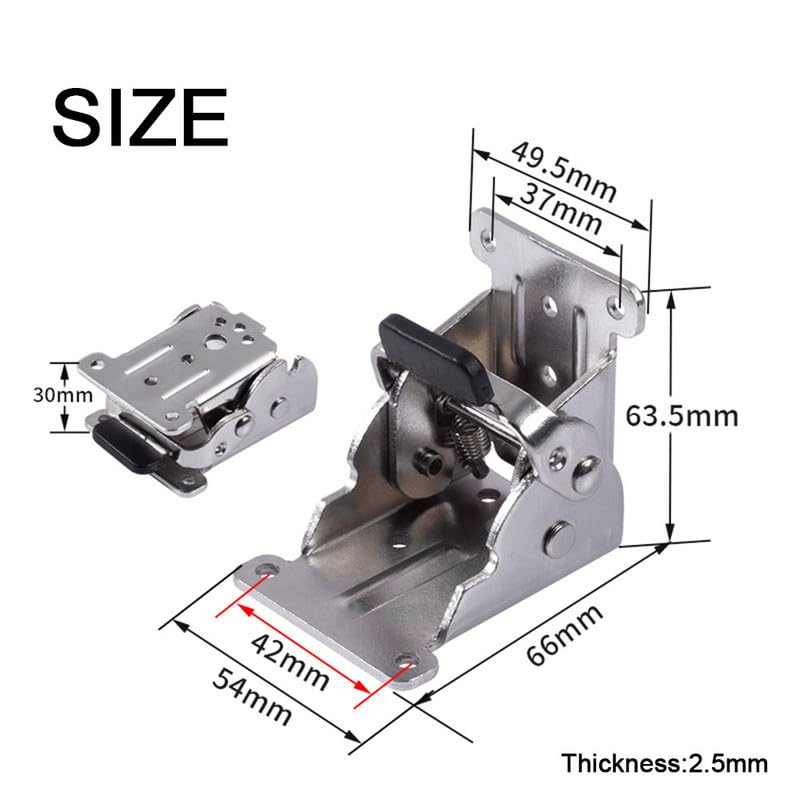 Sliver Self Locking Foldable Hinges,Folding Table Leg Brackets,90 Degree Foldable Hinges for Furniture Table Bed Leg - Image 2
