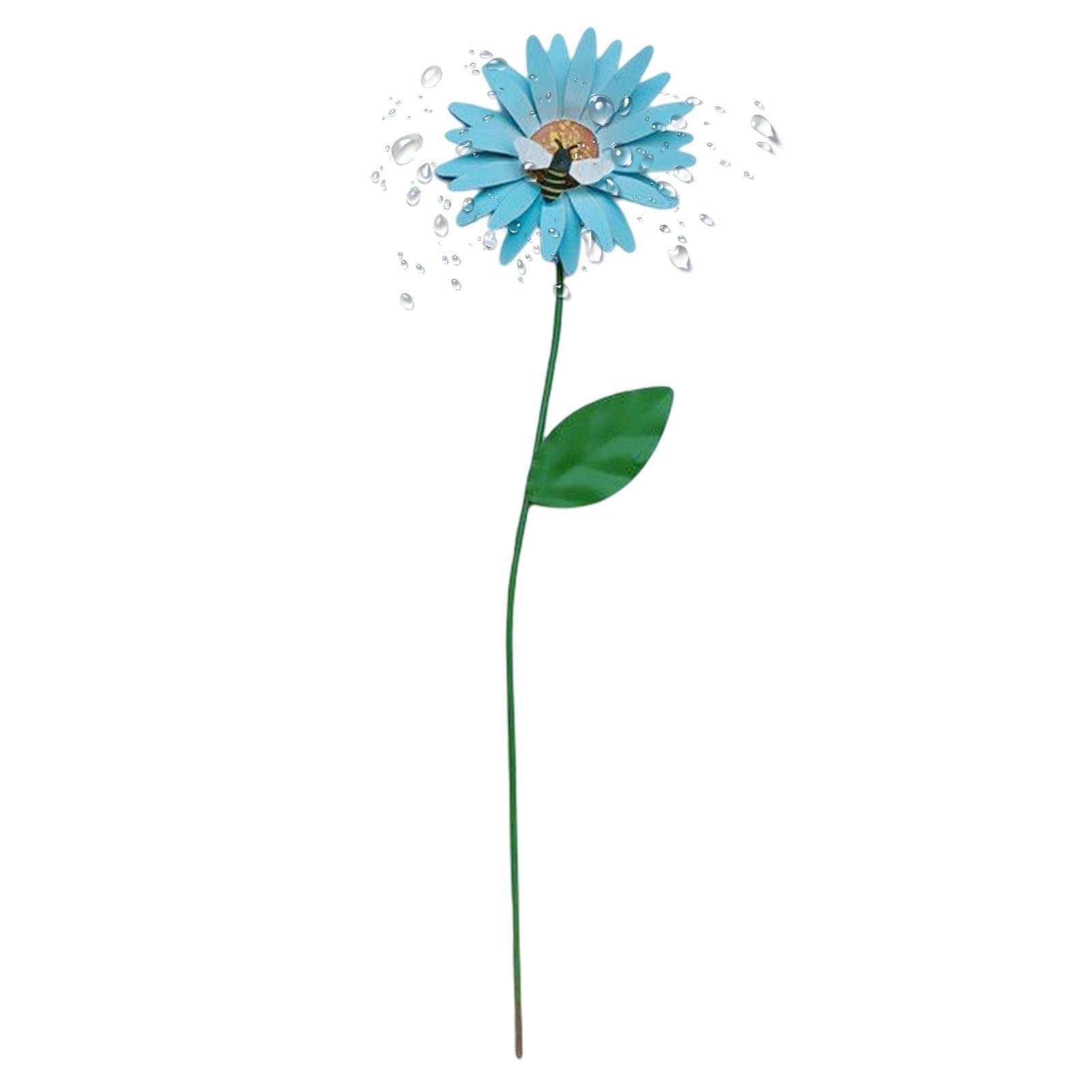 Blue Metal Flower Garden Stakes | Rust Proof Flower Garden Stakes Decor,Outdoor Plant Pick Waterproof Flower Stake Ornaments For Lawn Yard Patio