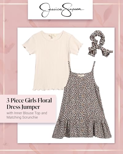 Jessica Simpson Baby Girl Dress - 3 Piece Summer Dress with T-Shirt Underneath and Matching Scrunchie for Toddler Girls2