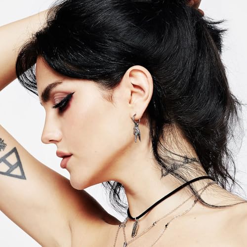 HZMAN Skull Goat Head Earring for Men Women Stainless Steel Gothic Punk Devil Satanic Dangle Drop Earrings Baphomet Goat Earring Jewelry Gift2