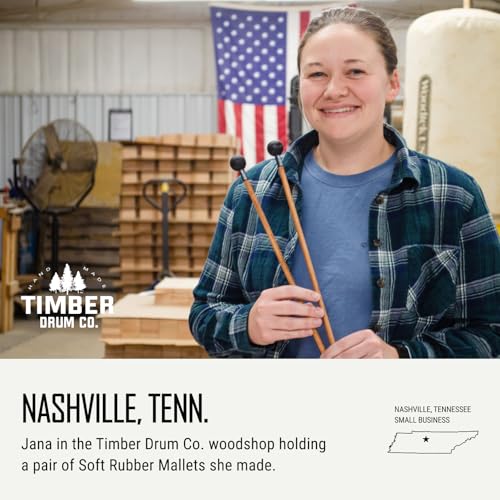 Image of Timber Drum Co. Tongue Drum /Marimba Mallets - MADE IN U.S.A. Percussion | Sticks For Vibraphone, Small Gong, Log Drum - Soft Rubber with Solid Birch Handles, 15.25 inch