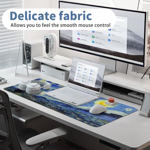 Starry Night Cat Gaming Mouse Pad Large Desk Mat Extended Keyboard Mouse Pad Anime Mousepad