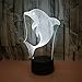 GUOOK Lampada Comodino Luce Notturna 3D Modello di Delfino Colorato LED USB Ricarica Interruttore di Tocco Stereo 3D Ad Alta Trasmissione