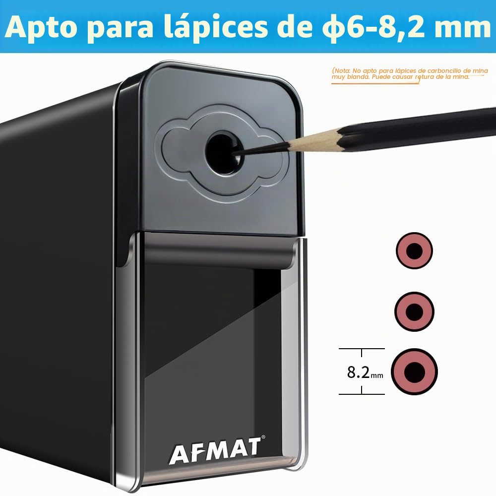 AFMAT, Sacapuntas de punta larga, puntas largas 8-20 mm, afilado ajustable y autorroscante, sacapuntas para artistas, manual, para carbón, arte, dibujo, bocetos, lápices de colores