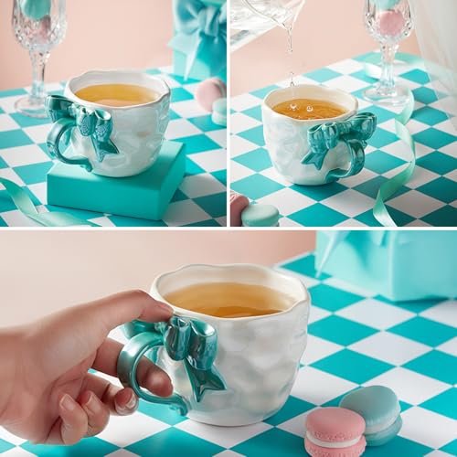 Taza de cerámica con lazo 11oz, blanca y azul miniatura 2