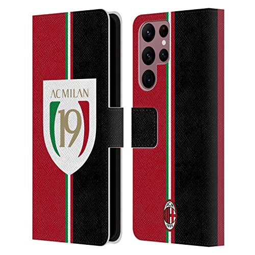 Étui portefeuille AC Milan en cuir premium pour Samsung Galaxy S22 Ultra, finition luxe