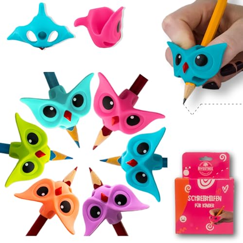 RiyeoTree 3x Stiftehalter Kinder Hilfe Schreibhilfe für Stift Kinder - ergonomischer Stifthalter Schreiblernhilfe Bleistifthalter für Stifte Rechts und Linkshänder