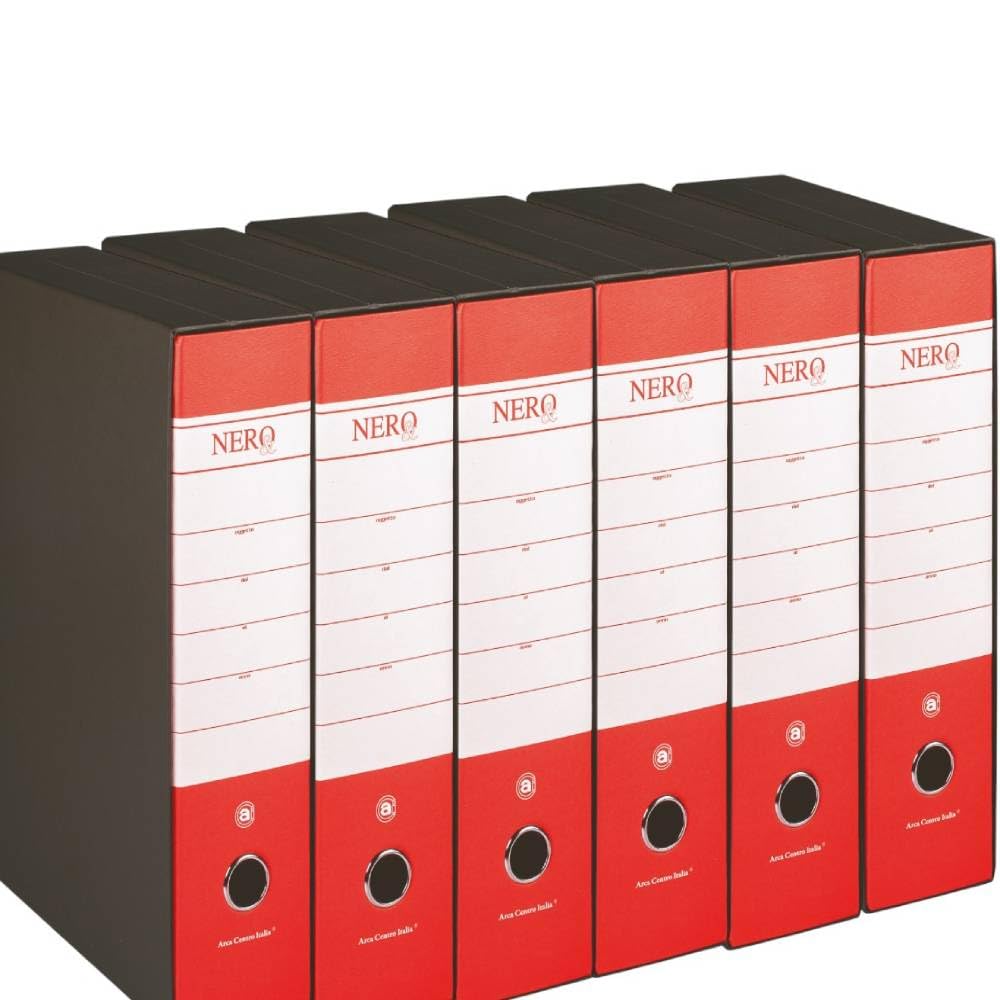 G75 Registratore con Custodia, con Meccanismo a Leva, in Formato Protocollo, 23x33cm, con Dorso da 8 cm, Rosso, Conf.da (6 Pezzi)