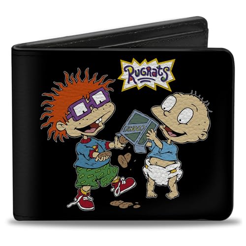 Rugrats Men's Standard Buckle-Down PU Bifold Wallet Chuckie & Tommy w/Cookies, Multicolor, 4.0