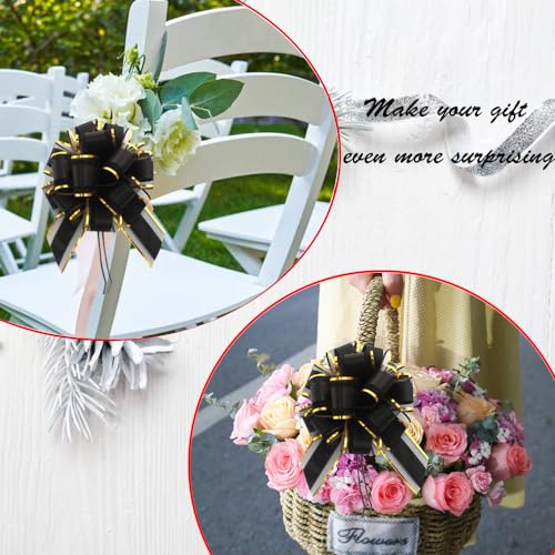 Hqjaxj 6 Pieces Black Bows For Gift Wrapping Pull Bow Ribbon Pull Bows For Christmas Wedding Baskets Valentine'S Day Bows 6 Inch Pull Bow For Gift Wrapping thumb #5