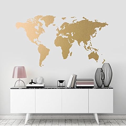 World Map Wall Art Sticker, Modern Room Decor, Removable Vinyl Decal Cover