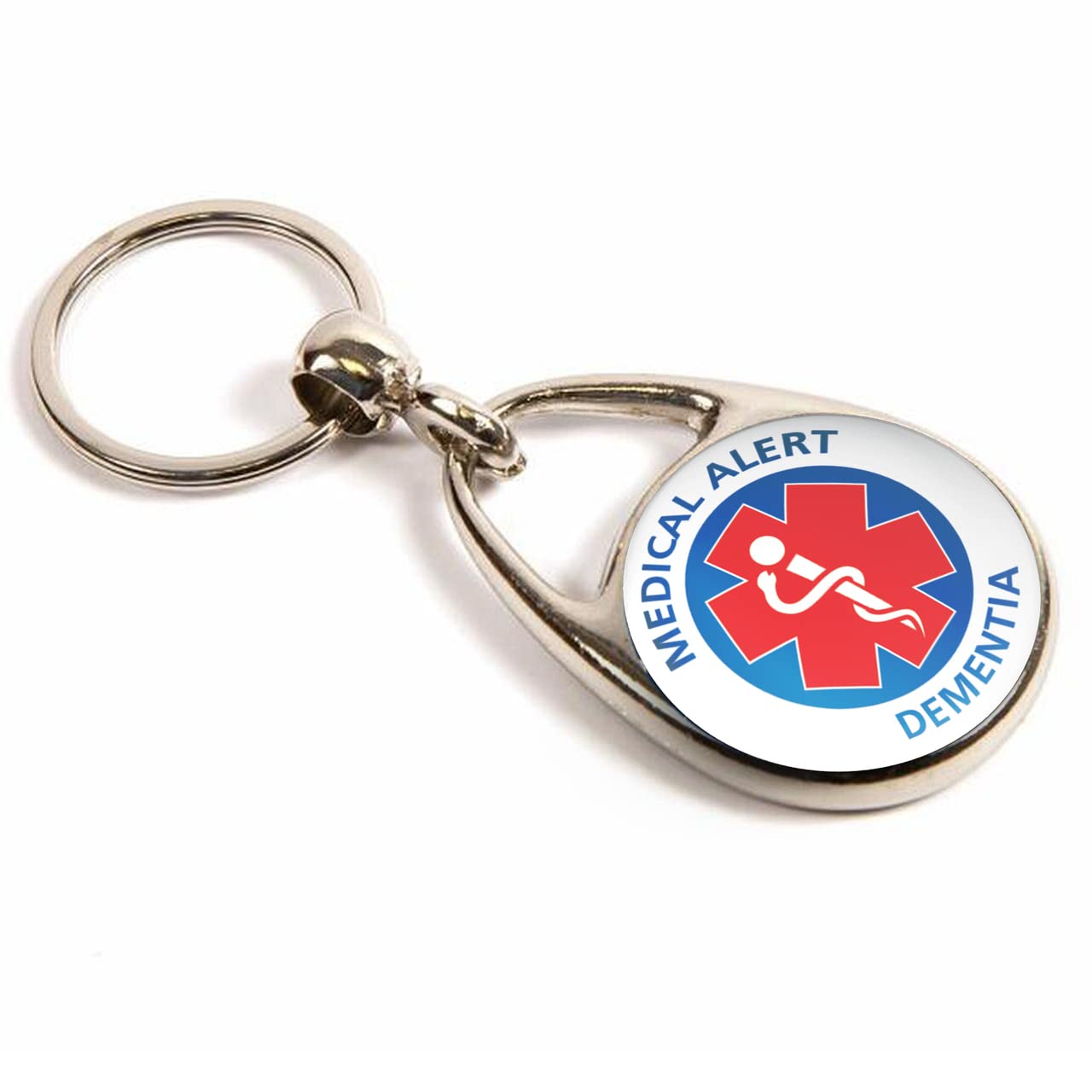 Badge Centre Silver Dementia Medical Alert Keyring