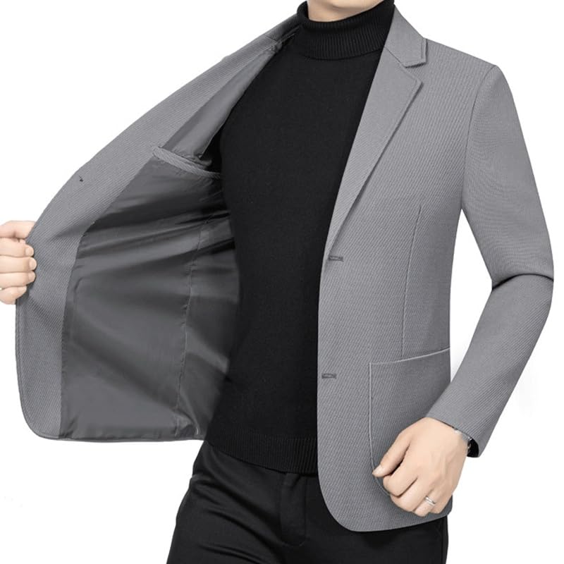 Mens Gray Classic fit Blazers Stretch Sport Coat 2 Button Suit Jacket Regular for Wedding Prom Homecoming2