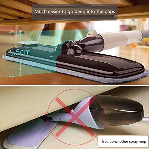 Spray Mop Floor Cleaning - Ideal for Tile, Hardwood & Stone Floors - Wet, Dry & Dust Mopping Cleaner - Absorbent Microfiber Pad Cloth - Quality Spraying Nozzle - Innovative Slim Design Concealed Tank