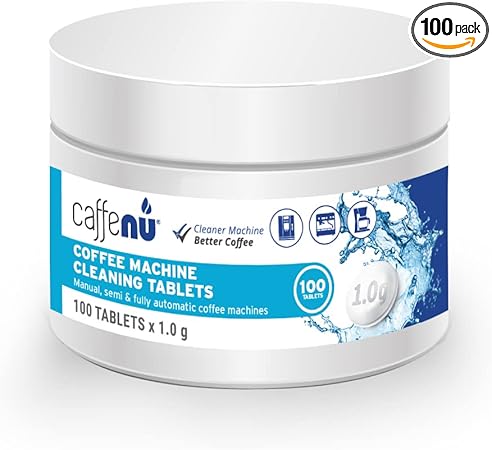 Caffenu | Coffee Machine Cleaner Tablets | 100 x 0.03 oz Tablets | Coffee Machine Cleaning tablets used every 100 cups | Auto, Filter & Espresso Machine Cleaning Tablets | used with Descaling