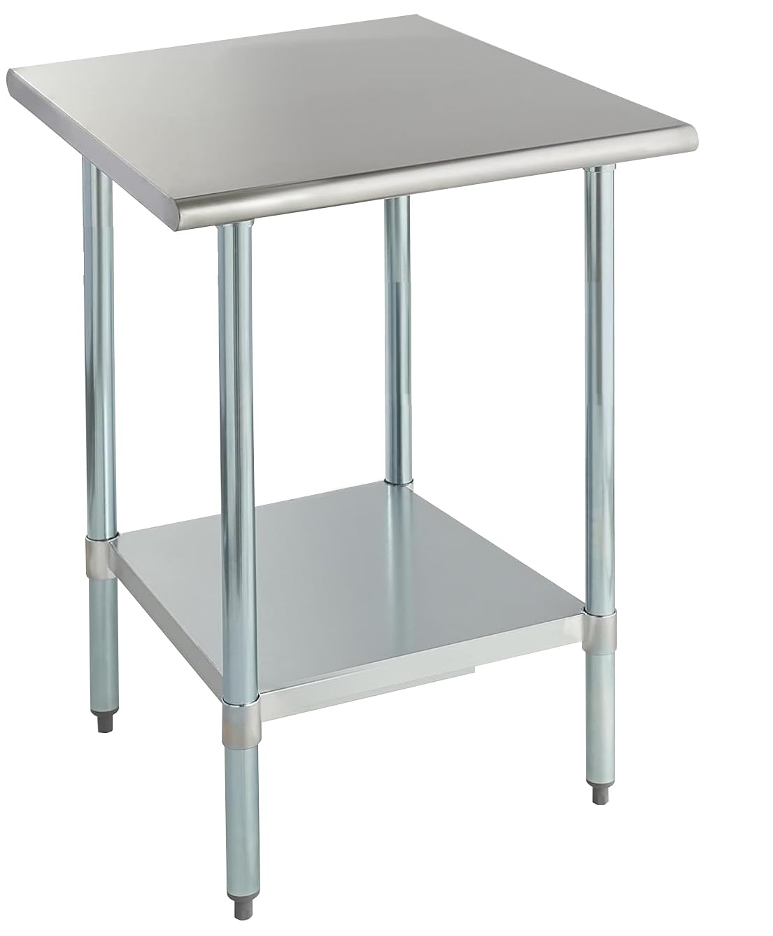 ROCKPOINT Stainless Steel Table for Prep & Work 30x30 Inches, NSF Metal Commercial Kitchen Heavy Duty Table with Adjustable Under Shelf and Table Foot