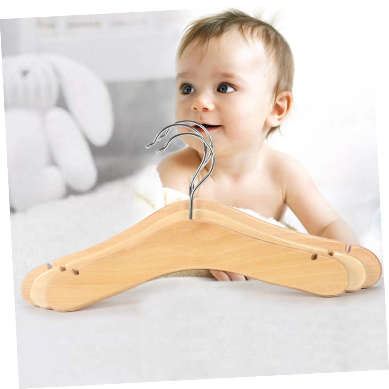 SOLUSTRE 3sets 5 Pcs Wooden Hangers Clothes Hangers for Skirts Coats Pants Non Slip Design for Nursery Closets 5pcs*3