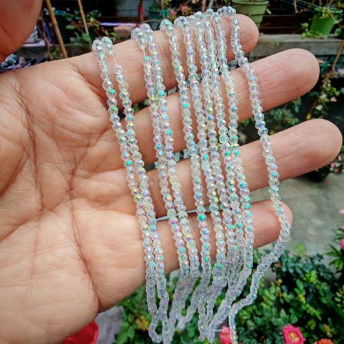 Image of 2mm Rondelle Glass Beads for Jewelry Making, Faceted Briolette Crytal Spacer Beads for Bracelet Necklace Earring, Pink with Green 1200pcs