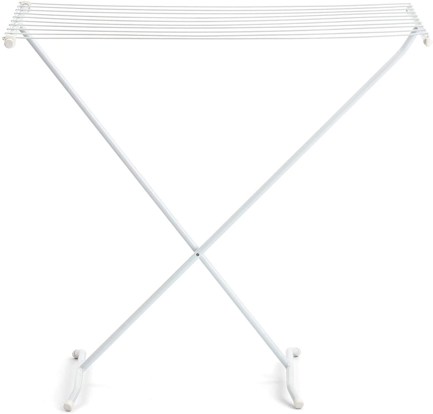 Rayen 0033.11 stal | linka do suszenia prania 10 m | składana suszarka na pranie | do wewnątrz i na zewnątrz | stopowa, matowa biel, 90 x 53,5 x 82 cm