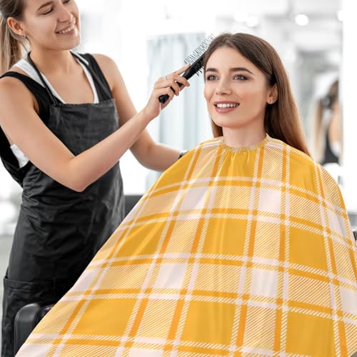Capa de Barbería Impermeable Amarilla Naranja a Cuadros miniatura 7