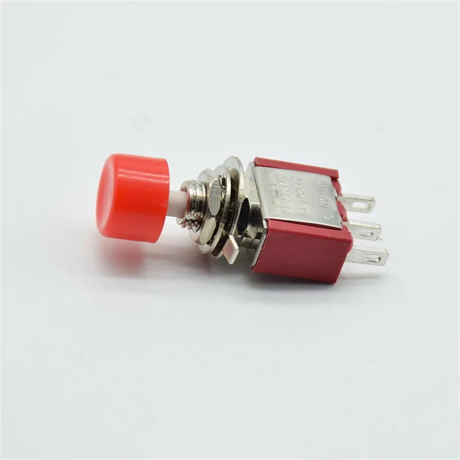 5 mini chwilowych automatycznych przełączników przyciskowych C-NO-NC 6 mm, ON-2A 250 VCA/5A 120 VCA (5 czerwony)