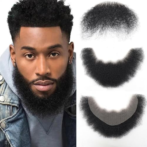 Fake Beard Realistic Mustache Full Hand Tied Human Hair Afro