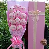 N/L Peluches de Peluche de Peluche de Dibujos Animados, Ramos de Puntadas con Once Flores de jabón, Regalo de San Valentín de graduación 58x25x12cm Rosa