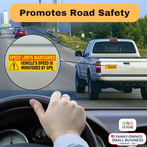 Image of TOTOMO Red Vehicle Speed Monitored by GPS Safety Sticker, Speed Limits Maintained, 10-Pack, 10 inch x 3.5 inch Reflective Warning Decal for Fleet Vehicles, Trucks, Vans & Commercial Vehicles