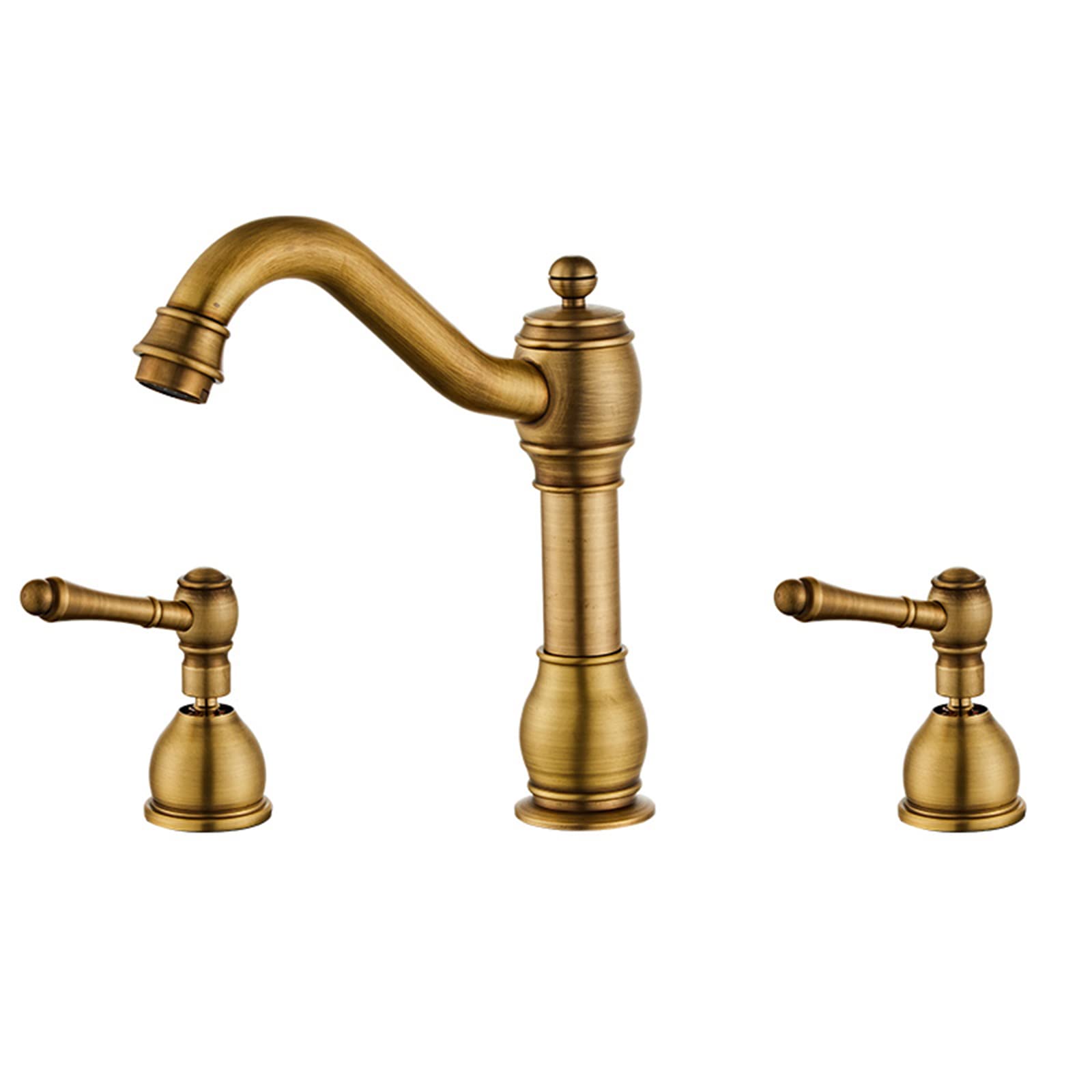 COSZWQDP 3 Hole faucets for Bathroom Basin Mixer Faucet Brass Split Two Handles Cold and Hot Water faucets-Black(Nero)