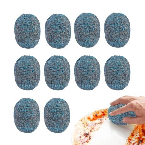 Depurador de metal - Depurador de acero para vajilla, 10 almohadillas de lana de acero, reutilizables, para bastidores de pollos de engorde, ollas, sartenes, limpieza dura