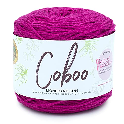 Image of Lion Brand Yarn, Coboo Cotton Blend Crochet Yarn, Magenta, Pink, 1 Pack