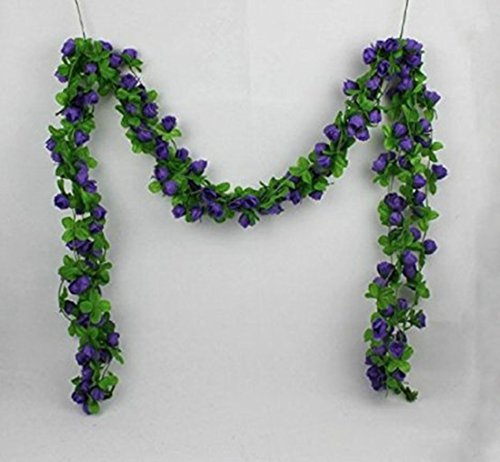 UUOUU Guirlande de roses artificielles en soie pour la Saint-Valentin, la maison, le mariage, le jardin, violet Cover