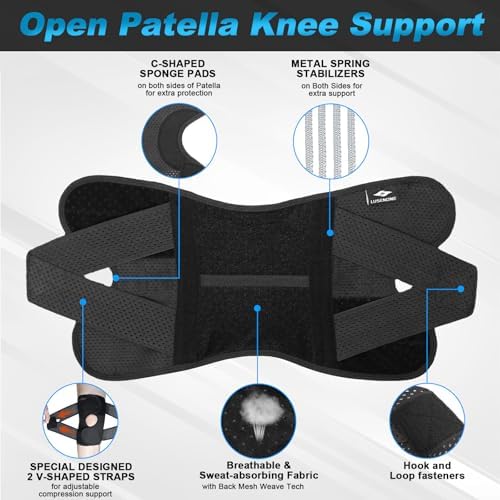 Knee Brace with Side Stabilizers, Adjustable Knee Support for Men/Women, Compression Knee Braces Support for Meniscus Tear, Arthritis, ACL/MCL, Knee Pain Relief,Running,Weightlifting,Sports - 4