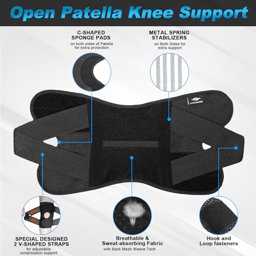 Lusenone Knee Support with Side Stabilizers, Adjustable Knee Brace for Men/Women, Compression knee Brace Support for ligament damage,arthritis,meniscus tear, ACL,MCL,Knee Pain Relief,Running,Sports - Image 4