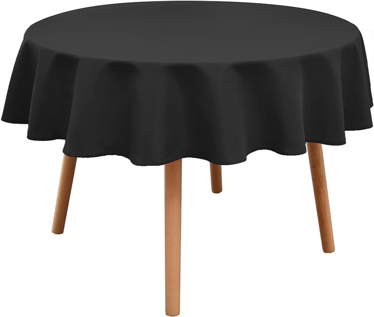 Round Tablecloth - 70 Inch - Waterproof and Stain Resistant Washable Polyester Table Cloths, Decorative Fabric Table Cover for Kitchen, Dining, Parties, Indoor and Outdoor Use,Black