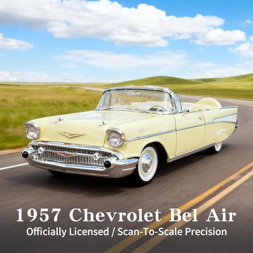 Modelo a escala 1:18 Chevrolet Bel Air 1957 amarillo miniatura 2