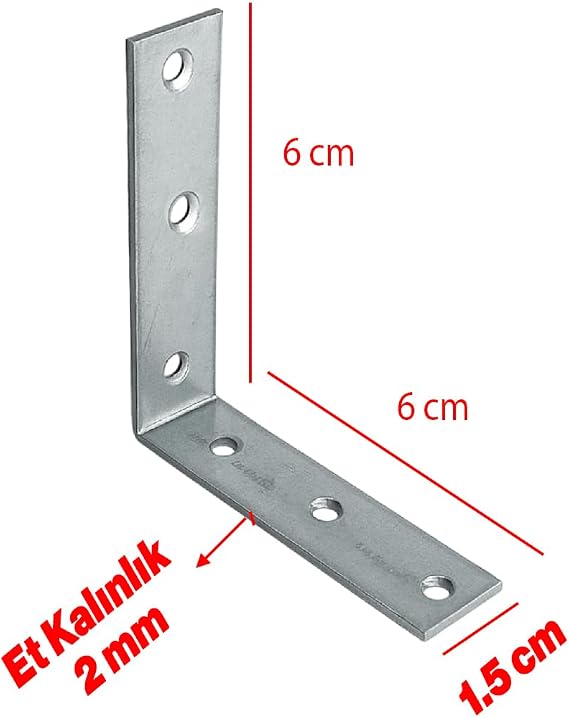 Mobilya Dolap Duvar Sabitleme 25 ADET Metal Köşebent 60x60x15 mm Bağlantı Aparatı L Demiri Gönye