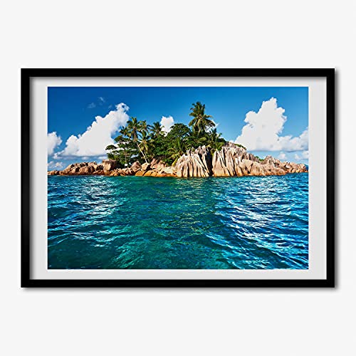 Cadre en bois moderne 70x50 cm Tulup avec tableau peinture d'île tropicale aux finitions premium