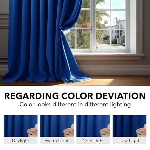 Deconovo Blackout Curtains for Kitchen Window Back Tab and Rod Pocket Curtains Room Darkening Curtains 52Wx45L Inch Royal Blue 2 Panels