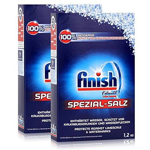 Calgonit Finish Spülmaschinen Spezial-Salz 1,2kg - Enthärtet Wasser (2er Pack)