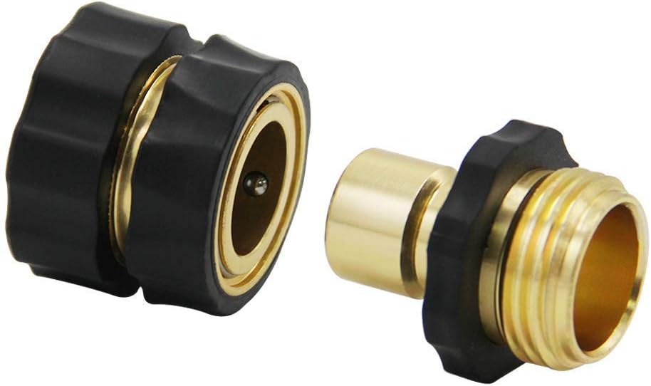 Twinkle Star 3/4 Inch Garden Hose Fitting Quick Connector Set, 4 Set | Garden Hose Splitter 2 Way, Y Connector Brass Garden Hose Adapter