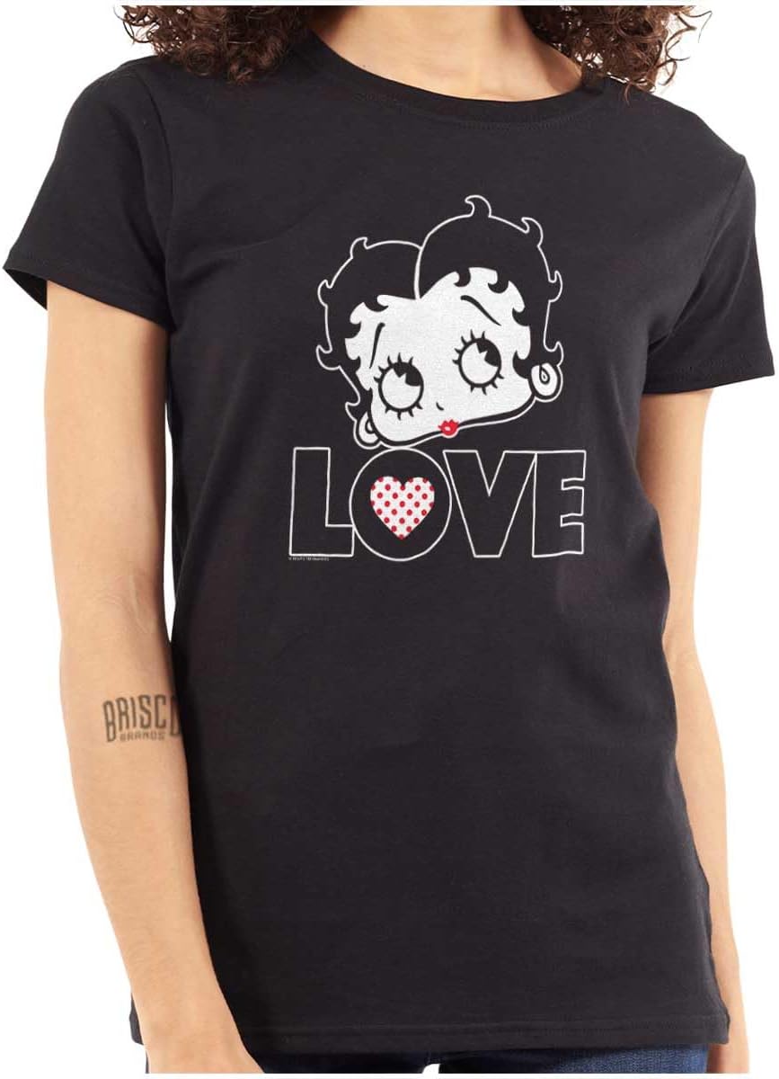 Betty Boop Love Cute Girly Cartoon Womens Slim Fit Graphic Tee