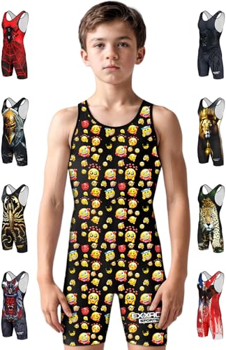 Exxact Sports Emoji Wrestling Singlet YL Emoji