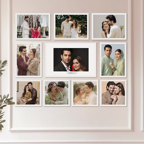 Image of Art Street Photo Frame Set of 10 White Wall Decor Collage Display Hanging Family Picture Frames Gallery Collection Decor Items Wall Mount Frames Birthday Anniversary, 8x8, 8x12 and 12x16 In