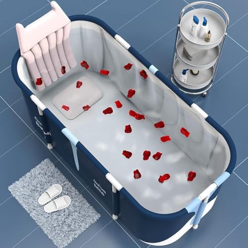 Image of Lexara Portable Folding Bathtub for Bathroom - Large Freestanding Soaking Tub with Thick Insulated, Ice & Hot Spa Tub, Collapsible Cold Plunge Therapy, Muscle Recovery Tub (Milky Bathtub)