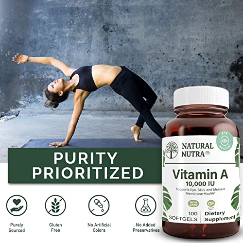 Natural Nutra Vitamin A 10,000 Iu, Dietary Supplement From Cod Liver Oil, Extra Strength For Eye, Skin, Nails Health With Omega 3, 100 Gluten Free Softgels (3 Pack) #TOP4