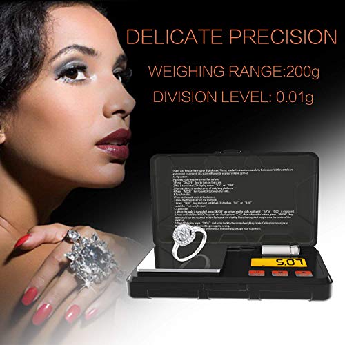 Tbbsc Digital Pocket Scale 200Gx0.01G,Electronic Weighing Scales For Jewelry Coins,Reload And Kitchen With 50G Calibration Weights And Tweezers(Battery Included) #TOP2