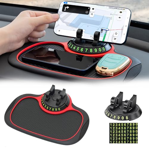 VBGURR Accessoires de tableau de bord multifonction, tapis antidérapant pour tableau de bord de voiture avec support de téléphone portable rotatif à 360 °...