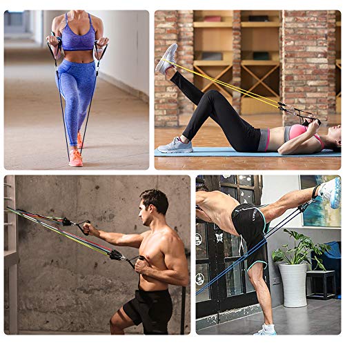Andoer Conjunto de 11 peças de bandas de resistência de treino com 5 bandas de tubo de exercício Ban